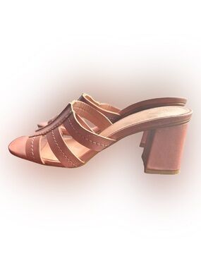 Urban Outfitters pink Strappy Block Heel Mules
